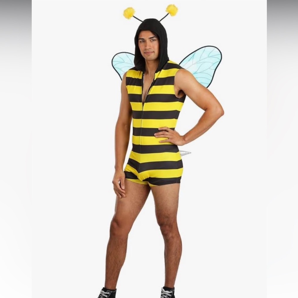 Men’s Yellow and Black Bumblebee Costume, Size L